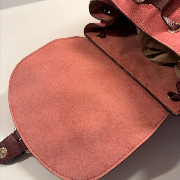 New Coach Pink and Tan Leather Backpack - Picture 6 of 7